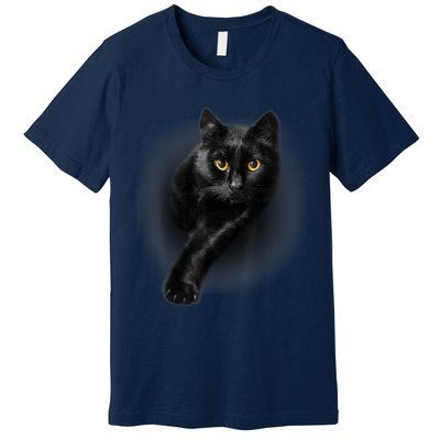 Cute Funny Black Cat Yellow Eyes T Cats Premium T-Shirt