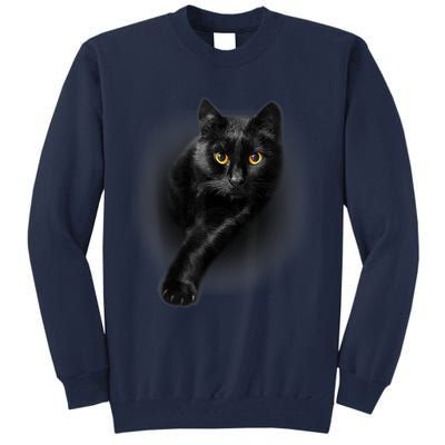 Cute Funny Black Cat Yellow Eyes T Cats Tall Sweatshirt