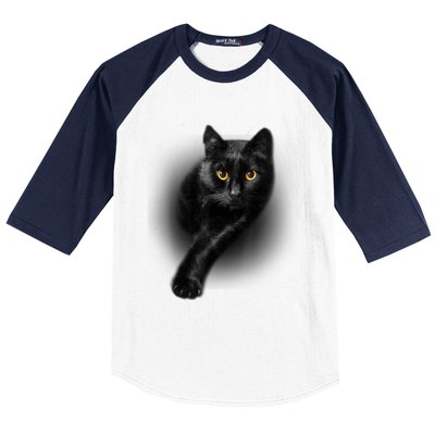 Cute Funny Black Cat Yellow Eyes T Cats Baseball Sleeve Shirt