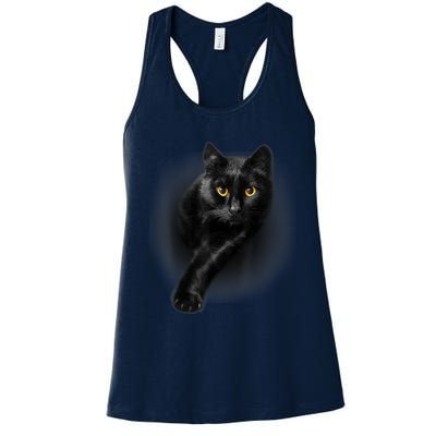 Cute Funny Black Cat Yellow Eyes T Cats Women's Racerback Tank