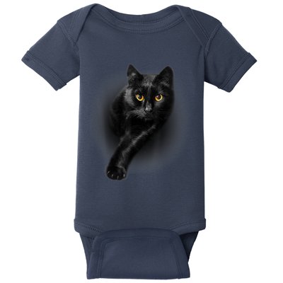 Cute Funny Black Cat Yellow Eyes T Cats Baby Bodysuit