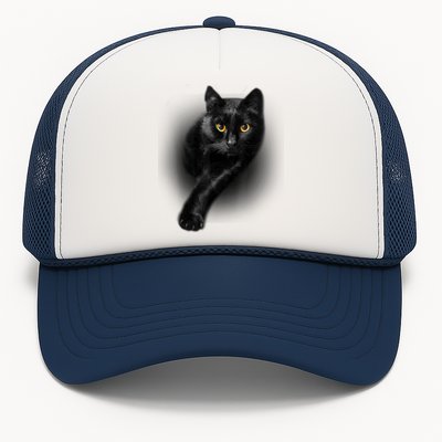 Cute Funny Black Cat Yellow Eyes T Cats Trucker Hat