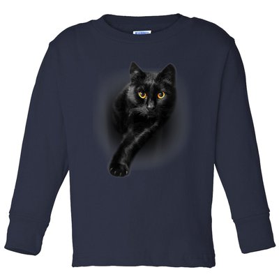 Cute Funny Black Cat Yellow Eyes T Cats Toddler Long Sleeve Shirt