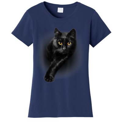 Cute Funny Black Cat Yellow Eyes T Cats Women's T-Shirt