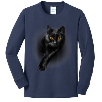 Cute Funny Black Cat Yellow Eyes T Cats Kids Long Sleeve Shirt