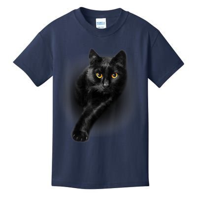 Cute Funny Black Cat Yellow Eyes T Cats Kids T-Shirt