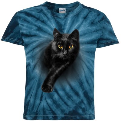 Cute Funny Black Cat Yellow Eyes T Cats Kids Tie-Dye T-Shirt