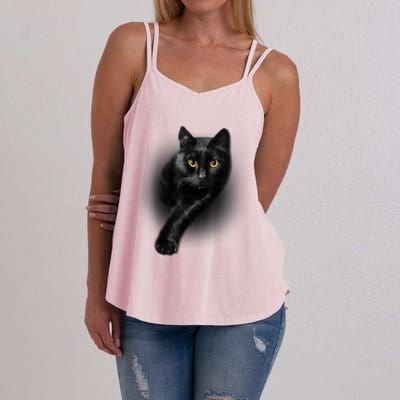 Cute Funny Black Cat Yellow Eyes T Cats Women's Strappy Tank