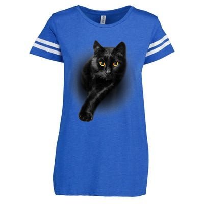 Cute Funny Black Cat Yellow Eyes T Cats Enza Ladies Jersey Football T-Shirt