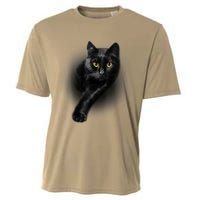 Cute Funny Black Cat Yellow Eyes T Cats Cooling Performance Crew T-Shirt