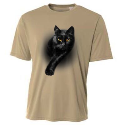 Cute Funny Black Cat Yellow Eyes T Cats Cooling Performance Crew T-Shirt