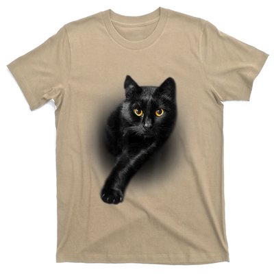 Cute Funny Black Cat Yellow Eyes T Cats T-Shirt