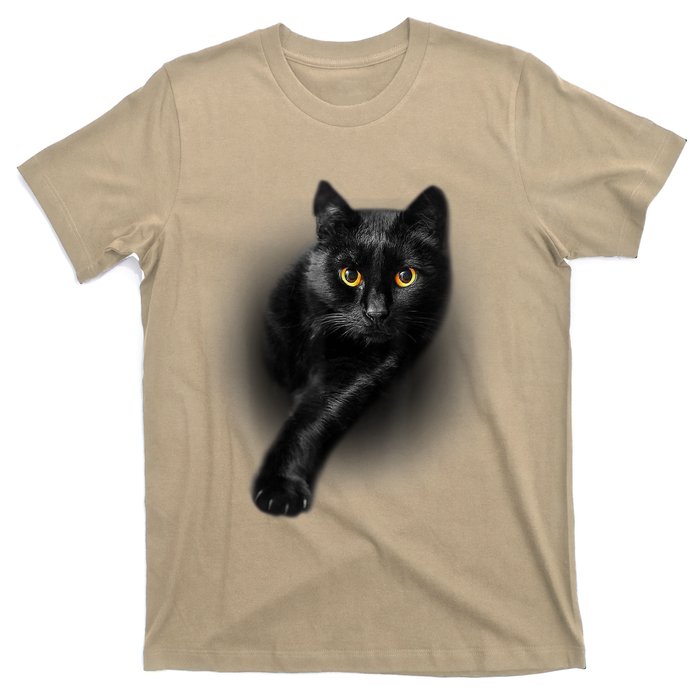 Cute Funny Black Cat Yellow Eyes T Cats T-Shirt