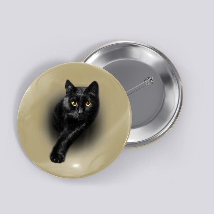 Cute Funny Black Cat Yellow Eyes T Cats Button