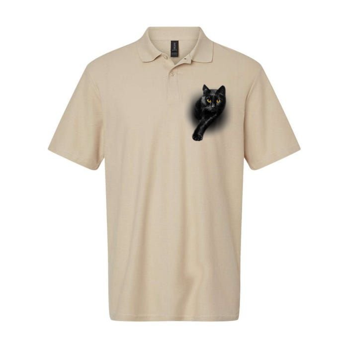 Cute Funny Black Cat Yellow Eyes T Cats Softstyle Adult Sport Polo