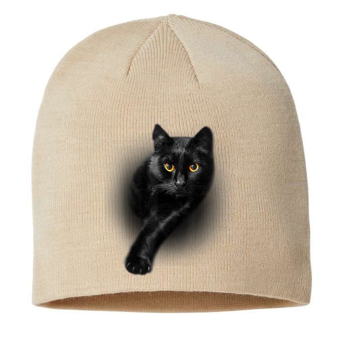 Cute Funny Black Cat Yellow Eyes T Cats Sustainable Beanie