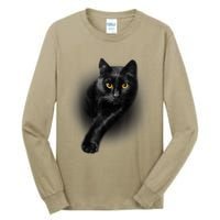 Cute Funny Black Cat Yellow Eyes T Cats Tall Long Sleeve T-Shirt