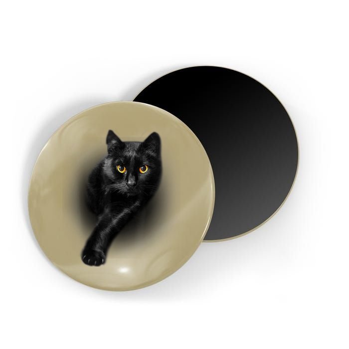 Cute Funny Black Cat Yellow Eyes T Cats Magnet