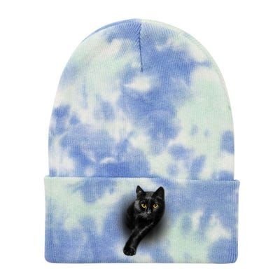 Cute Funny Black Cat Yellow Eyes T Cats Tie Dye 12in Knit Beanie