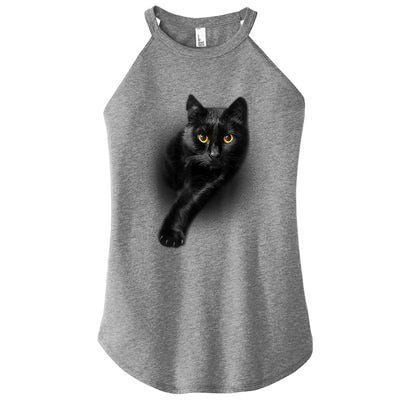 Cute Funny Black Cat Yellow Eyes T Cats Women's Perfect Tri Rocker Tank