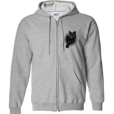 Cute Funny Black Cat Yellow Eyes T Cats Full Zip Hoodie