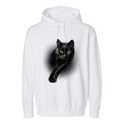 Cute Funny Black Cat Yellow Eyes T Cats Garment-Dyed Fleece Hoodie