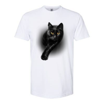 Cute Funny Black Cat Yellow Eyes T Cats Softstyle CVC T-Shirt