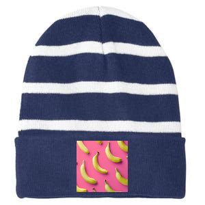 Cute Funny Bananas Pattern Striped Beanie with Solid Band