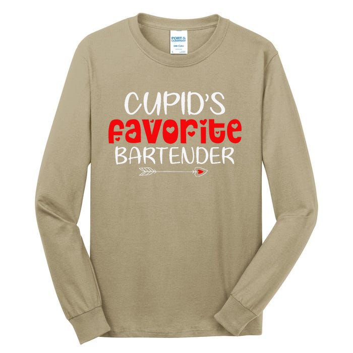 Cupid's Favorite Bartender Teacher Valentines Day Gift Tall Long Sleeve T-Shirt