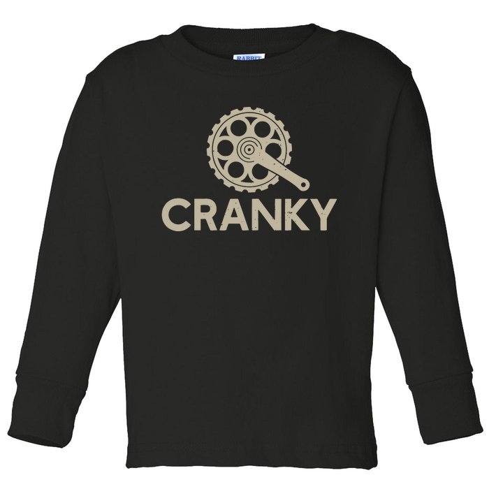 Cranky Funny Bike Cycling Toddler Long Sleeve Shirt