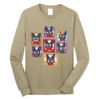 Cute Face Black Cat Vintage Japanese Anime Kitten Lover Jiji Long Sleeve Shirt