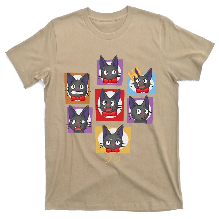 Cute Face Black Cat Vintage Japanese Anime Kitten Lover Jiji T-Shirt