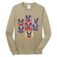 Cute Face Black Cat Vintage Japanese Anime Kitten Lover Jiji Tall Long Sleeve T-Shirt