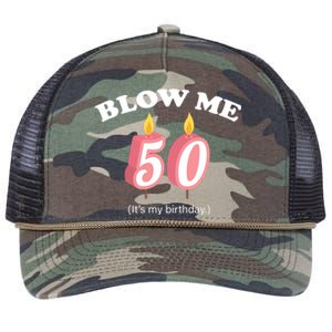 Cute Funny Blow Me It's My 50th Birthday Retro Rope Trucker Hat Cap