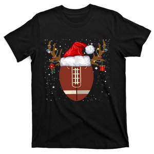 Christmas Football Ball Santa Hat Reindeer Xmas Lights Gifts TShirt T-Shirt