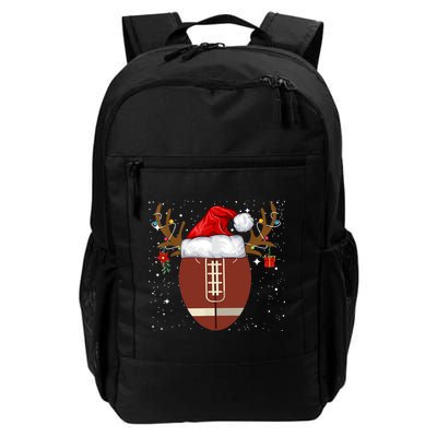 Christmas Football Ball Santa Hat Reindeer Xmas Lights Gifts TShirt Backpack