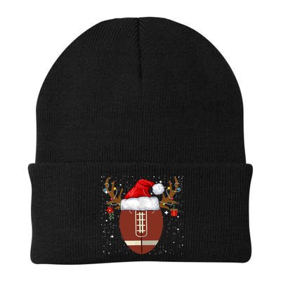 Christmas Football Ball Santa Hat Reindeer Xmas Lights Gifts TShirt Beanie