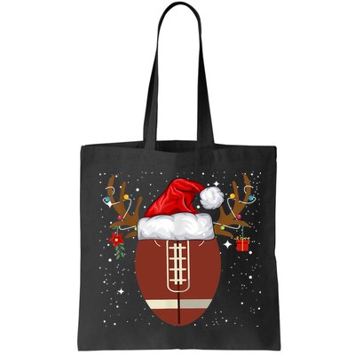 Christmas Football Ball Santa Hat Reindeer Xmas Lights Gifts TShirt Bag