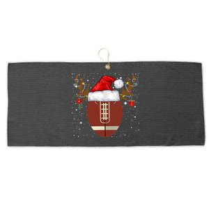 Christmas Football Ball Santa Hat Reindeer Xmas Lights Gifts TShirt Large Microfiber Waffle Golf Towel