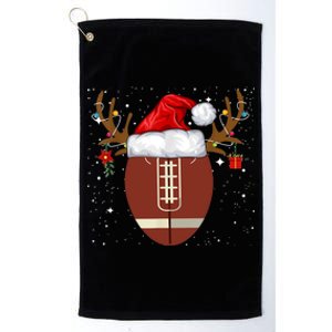 Christmas Football Ball Santa Hat Reindeer Xmas Lights Gifts TShirt Platinum Collection Golf Towel