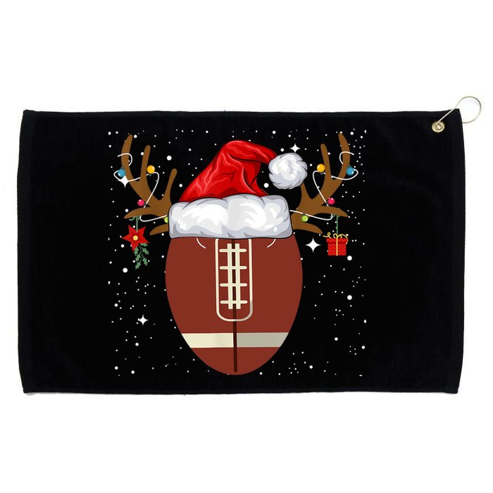 Christmas Football Ball Santa Hat Reindeer Xmas Lights Gifts TShirt Grommeted Golf Towel