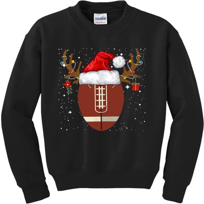 Christmas Football Ball Santa Hat Reindeer Xmas Lights Gifts TShirt Kids Sweatshirt