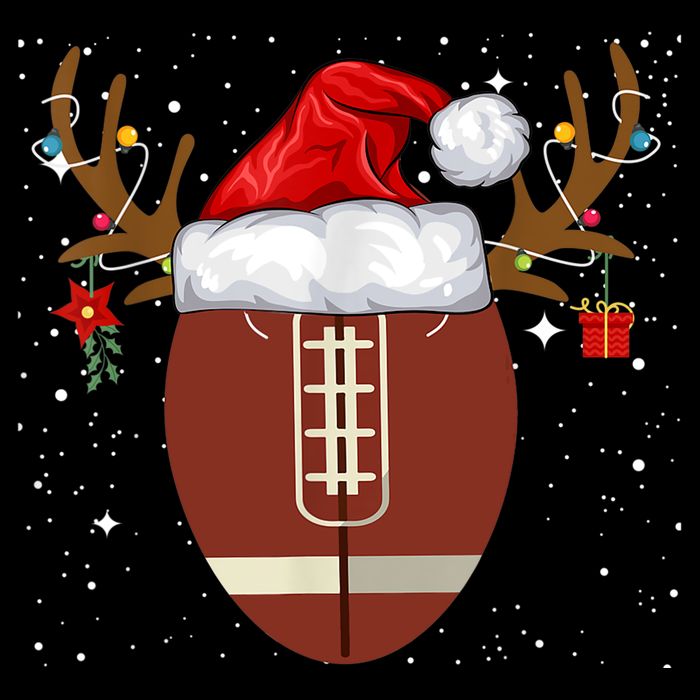 Christmas Football Ball Santa Hat Reindeer Xmas Lights Gifts TShirt Kids Sweatshirt