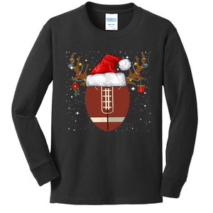 Christmas Football Ball Santa Hat Reindeer Xmas Lights Gifts TShirt Kids Long Sleeve Shirt