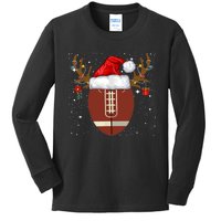 Christmas Football Ball Santa Hat Reindeer Xmas Lights Gifts TShirt Kids Long Sleeve Shirt