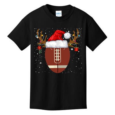 Christmas Football Ball Santa Hat Reindeer Xmas Lights Gifts TShirt Kids T-Shirt