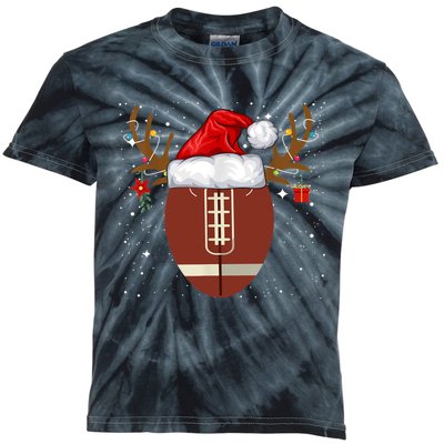 Christmas Football Ball Santa Hat Reindeer Xmas Lights Gifts TShirt Kids Tie-Dye T-Shirt