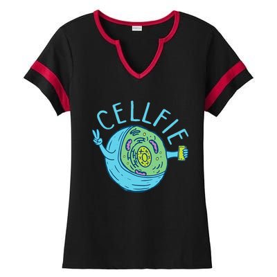 Cellfie Funny Biologist Biology Student Cell Science Ladies Halftime Notch Neck Tee