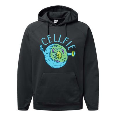 Cellfie Funny Biologist Biology Student Cell Science Performance Fleece Hoodie