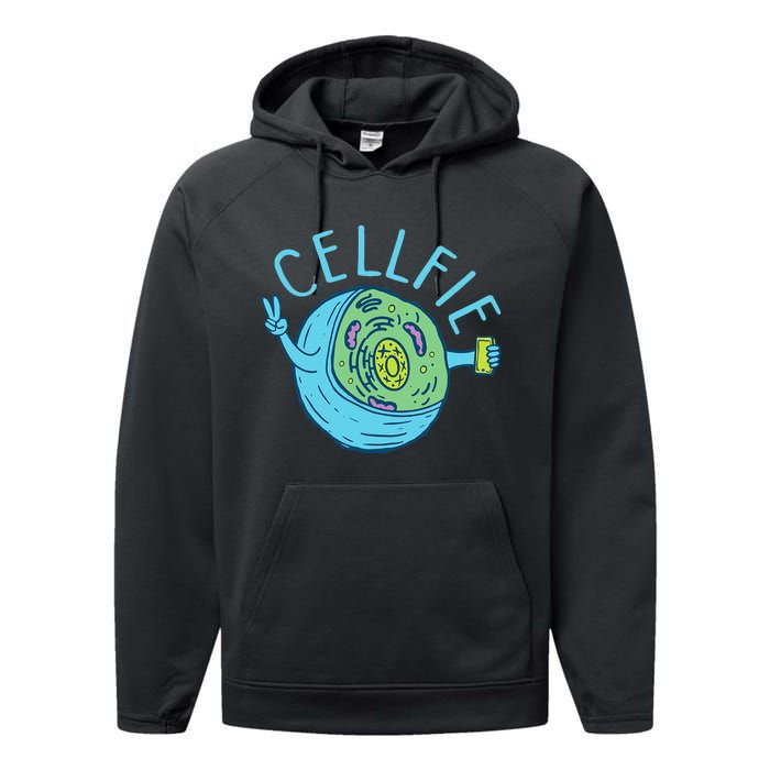 Cellfie Funny Biologist Biology Student Cell Science Performance Fleece Hoodie